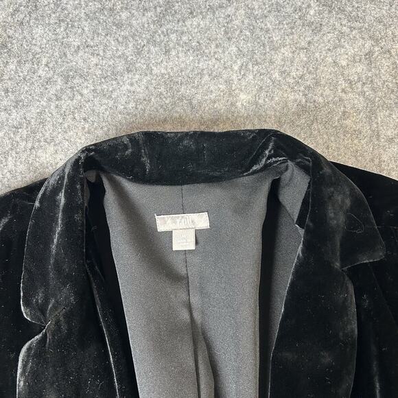 J Jill Blazer Jacket Medium Velvet Velour Textured Black Button Front Silk Rayon - Picture 3 of 9